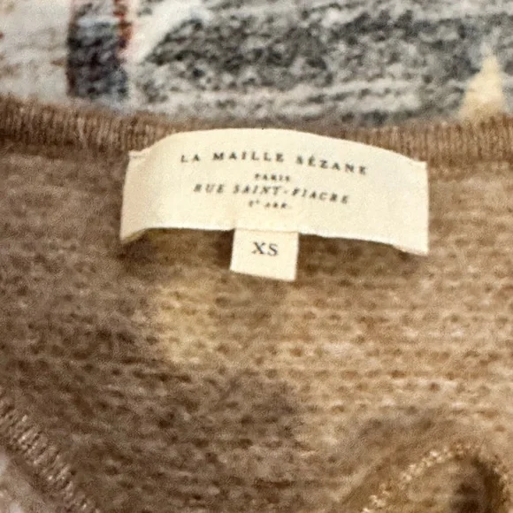 Sezane Pepy Tie Cardigan Vest XS Mottled Beige - Picture 4 of 10